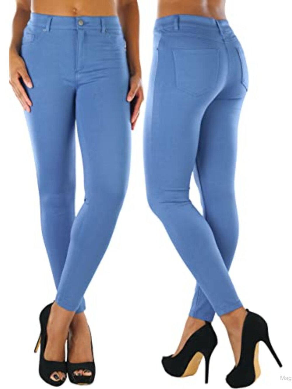 High Rise Skinny Jeans Stretch Zipper Pockets Ankle Length Denim Pants